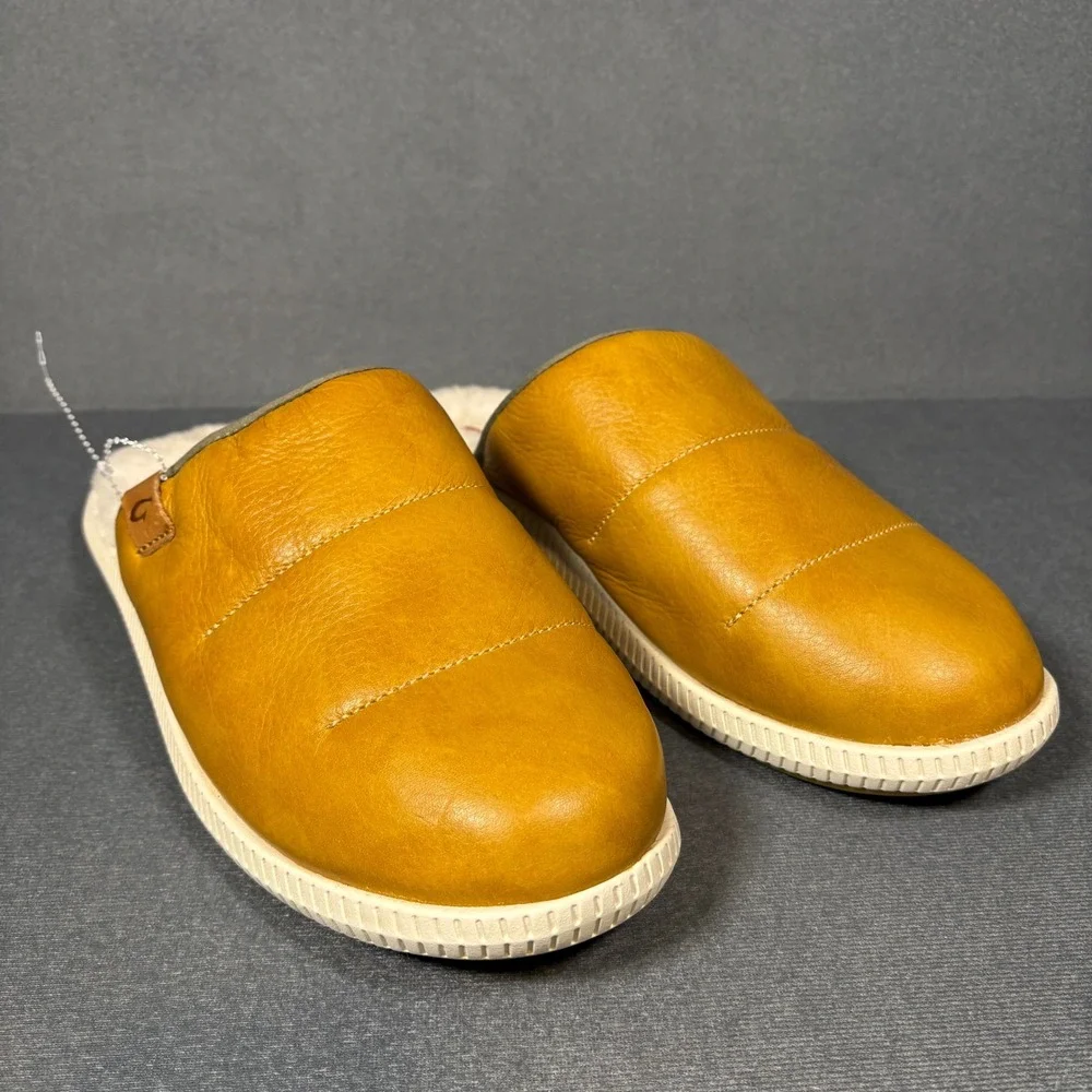 OluKai Mua 'Ili Men's Leather/Shearling lined Mule Slippers‎ Shoes US 11/EUR 44